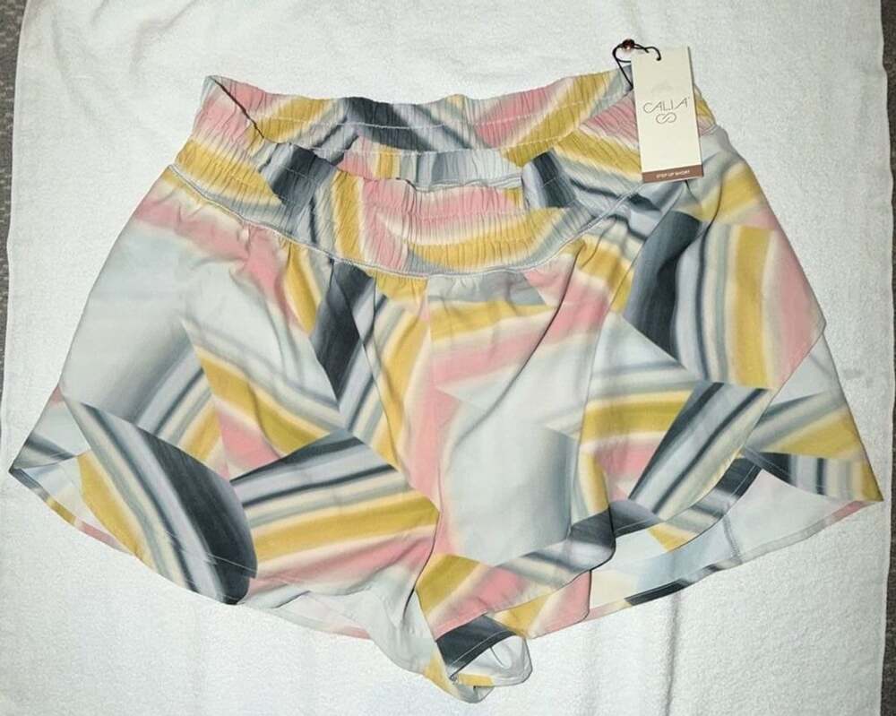 CALIA Step Up Short Size XXL Sediment Stripe Green Athletic